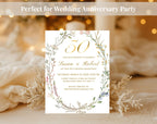 White Floral 50th Anniversary Invitation