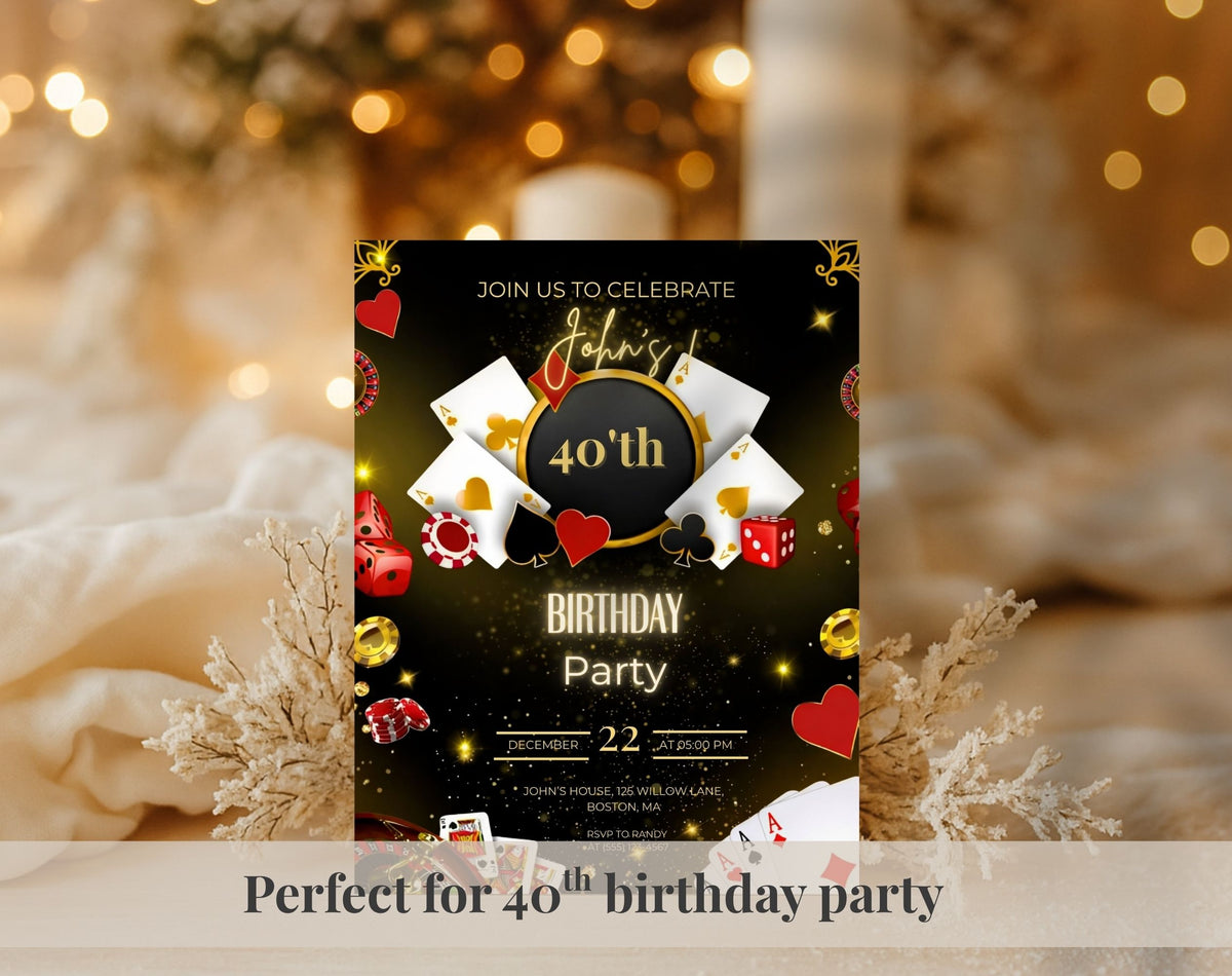 Casino 40th Birthday Invitation