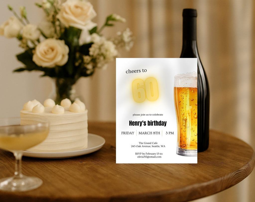 60th Beer Birthday Invitation