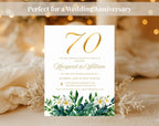 70th White Gold Wedding Anniversary Invitation