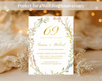 69th gold floral Wedding Anniversary Invitation