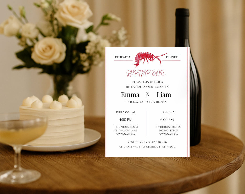 Shrimp Boil Rehearsal Dinner Invitation