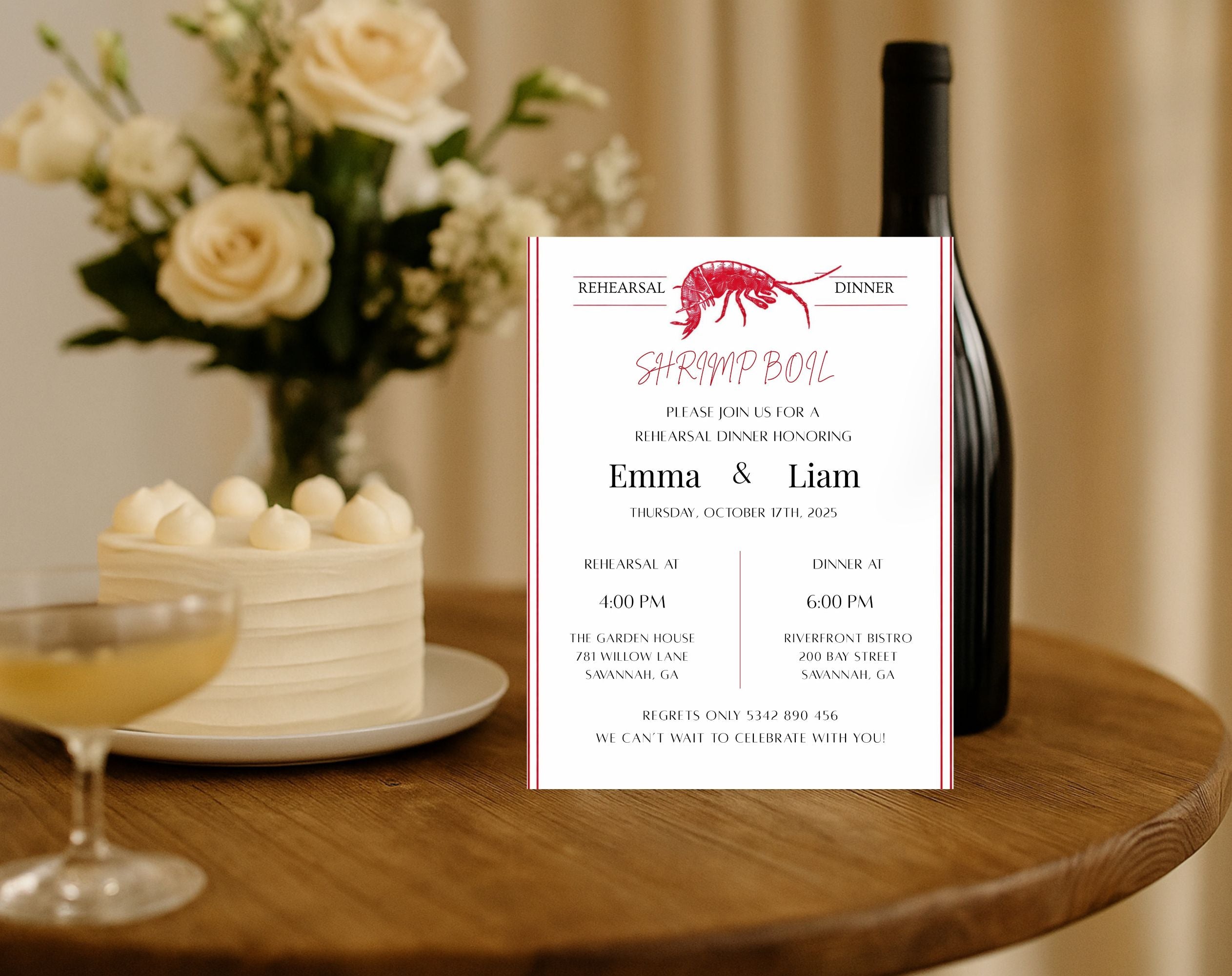 Shrimp Boil Rehearsal Dinner Invitation
