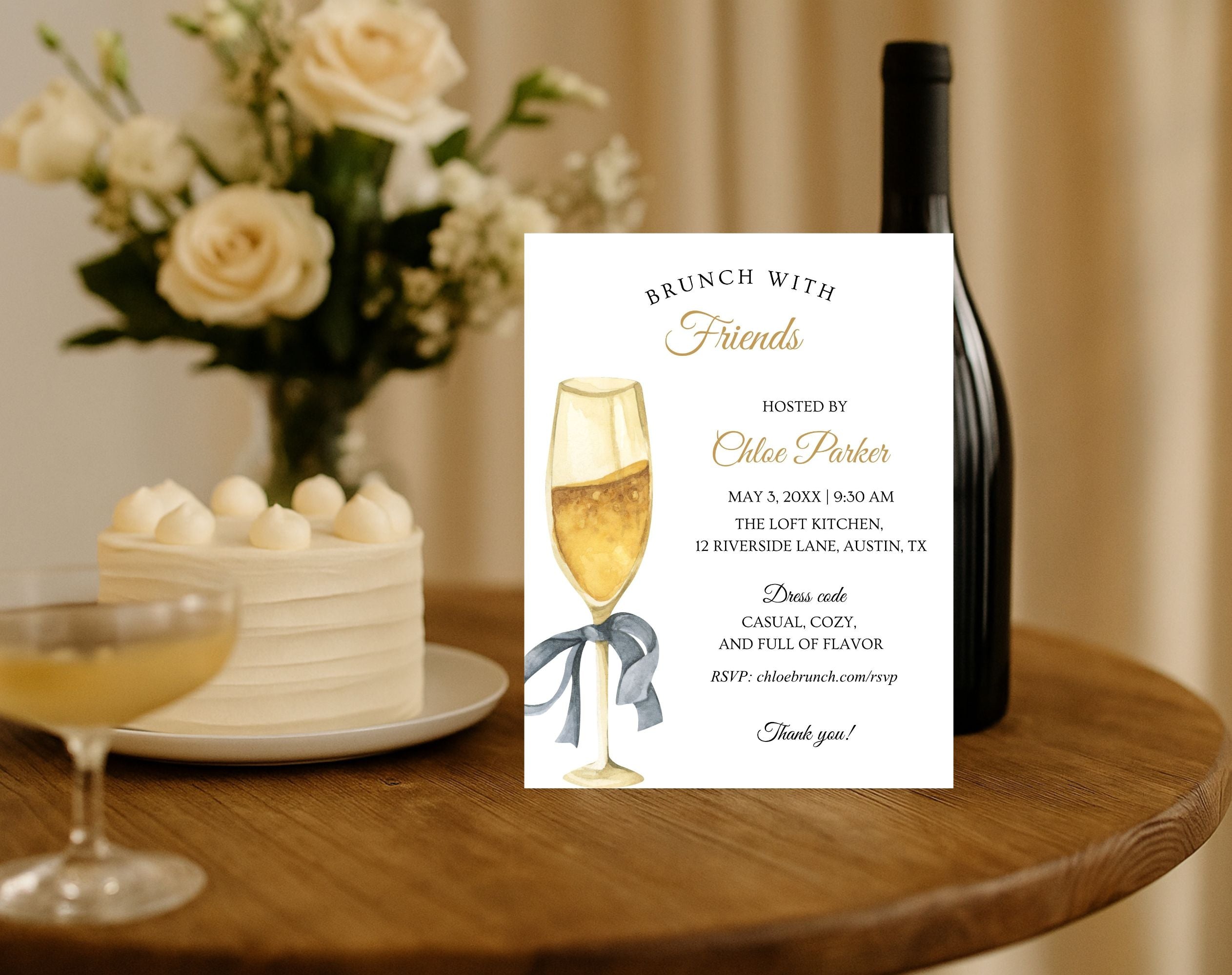 ElegantGold Birthday Brunch Invitation