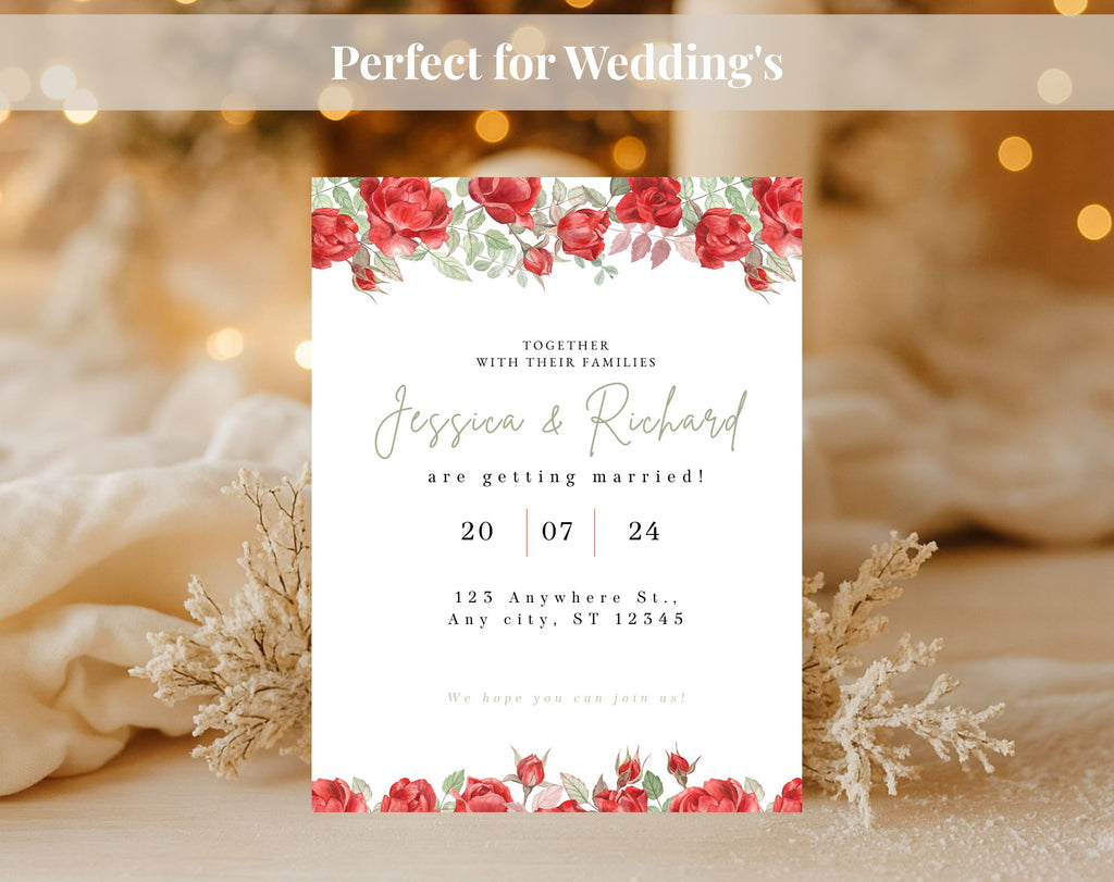 Red Rose Wedding Invitation