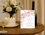Elegant Pink Flower Floral Birthday Invitation