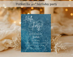 Modern Blue 40th Birthday Invitation