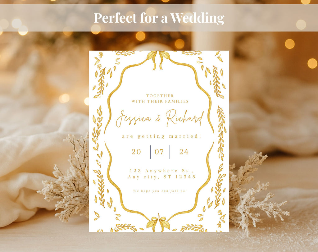 Elegant Gold Wedding Invitation