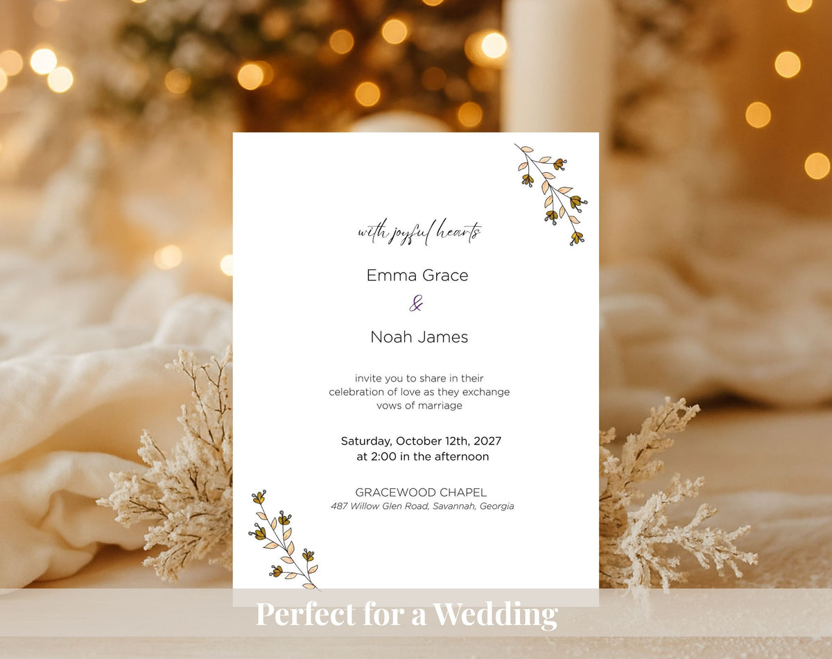 Elegant Orange Floral Wedding Invitation