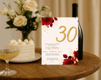 Red Rose Gold 30th Birthday Invitation