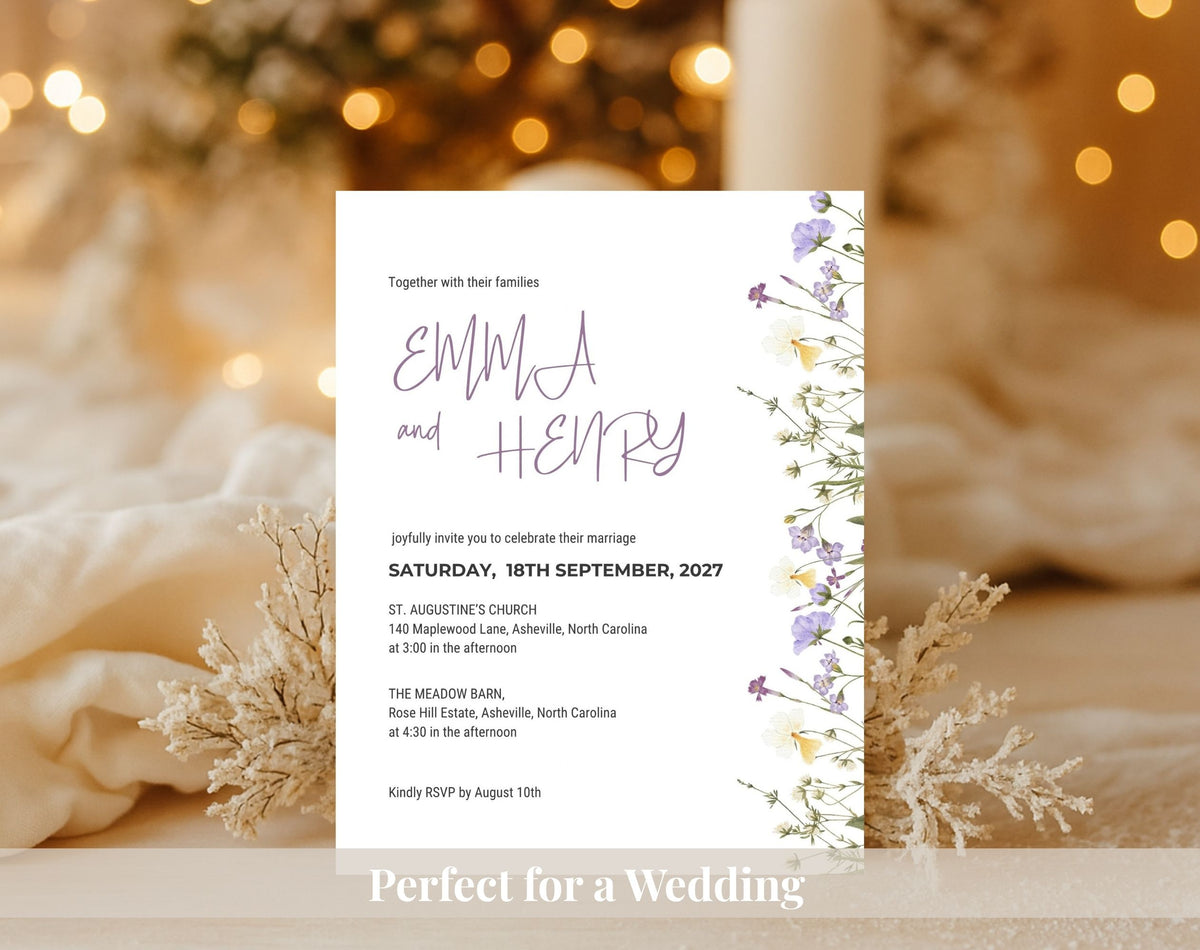 Wildflower Wedding Invitation Template