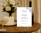 Minimal Save the Date Beige Green Wedding Invitation
