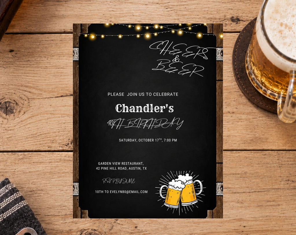 40th Birthday Beer Invitation for Men