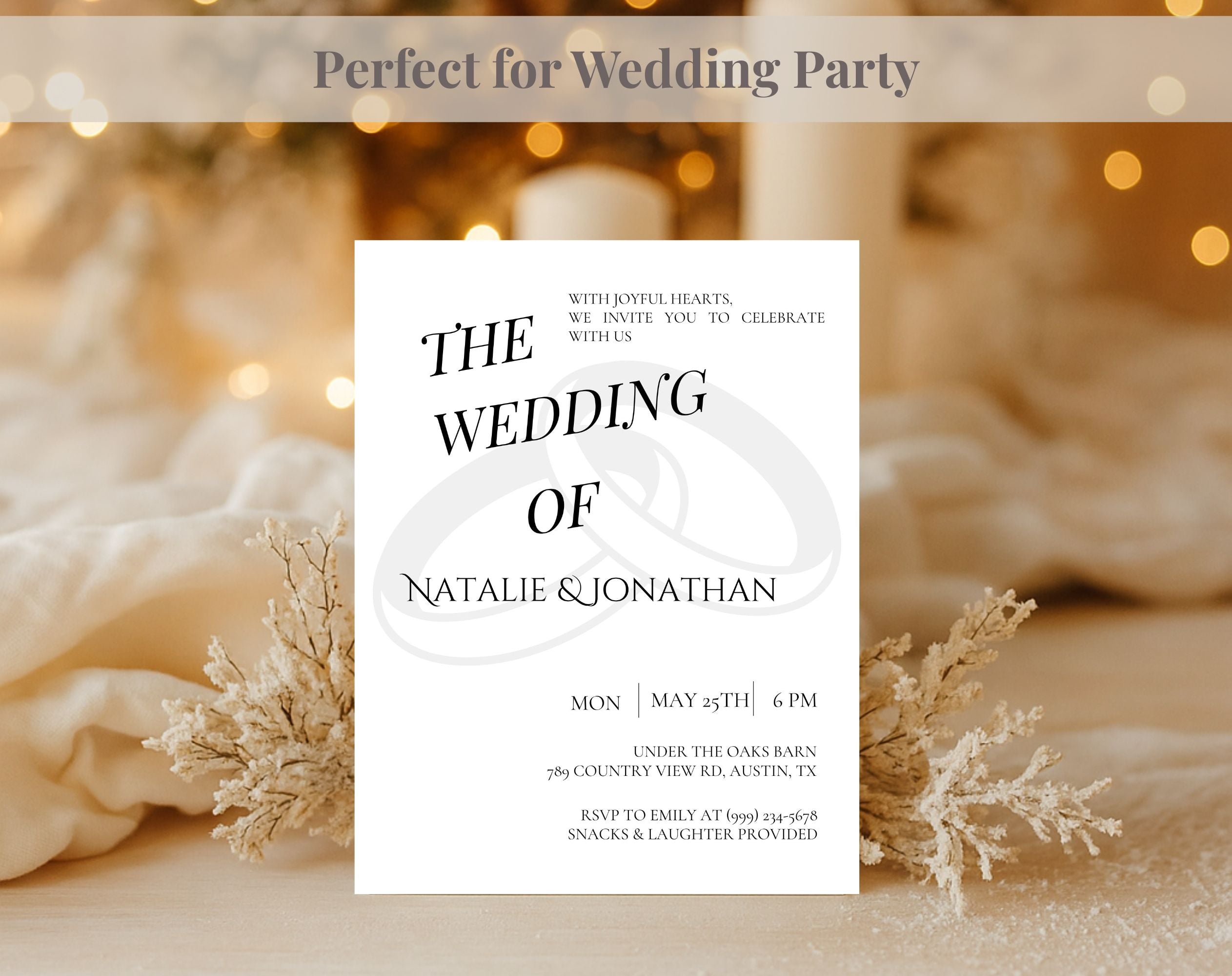 White Minimalist Wedding Invitation