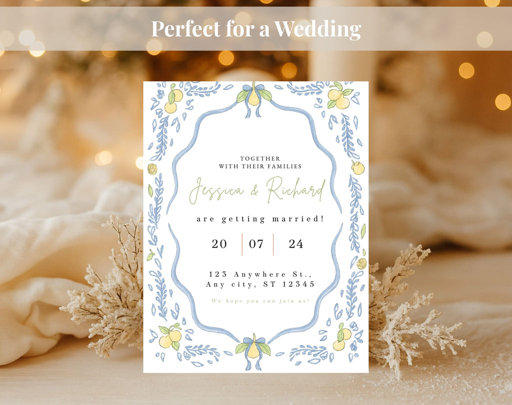 Mediterranean Lemon Wedding Invitation