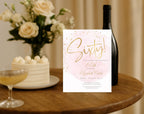 Elegant Blush Pink Golden 60th Birthday Invitation