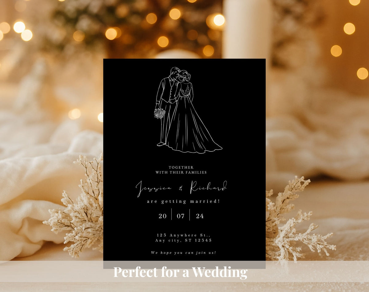Elegant Black Wedding Invitation Template