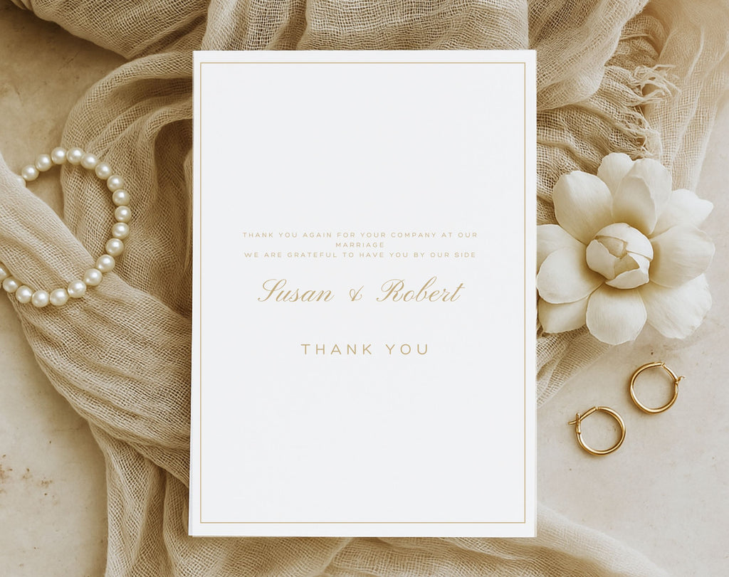50th Elegant Gold Anniversary Thank You Card Template