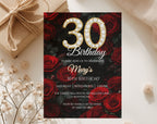 Red Rose 30th Birthday Invitation
