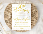 Golden 50th  Wedding Anniversary Invite White Gold