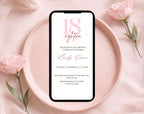 Pink & Gold Glitter 18th Birthday Invitation