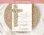 Floral Baptism invitation: