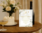 White Gold Floral 50th Wedding Anniversary Invitation