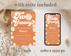 Orange Retro Groovy 70th Birthday Invitation
