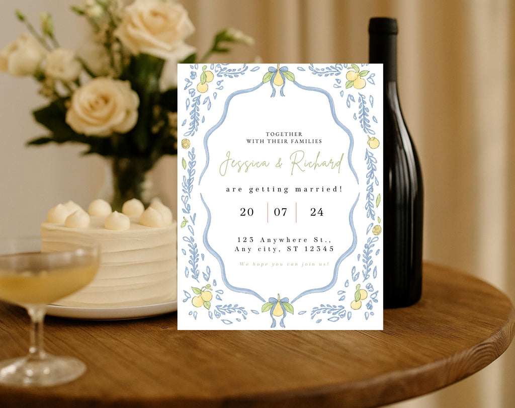 Mediterranean Lemon Wedding Invitation