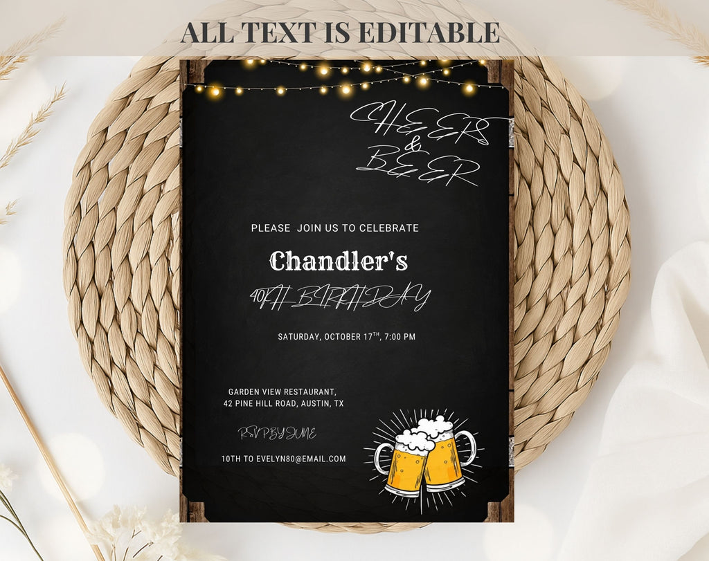 40th Birthday Beer Invitation for Men