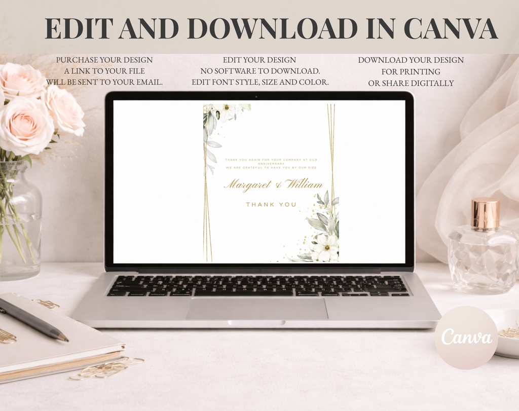 Wedding Anniversary Thank You Card Template