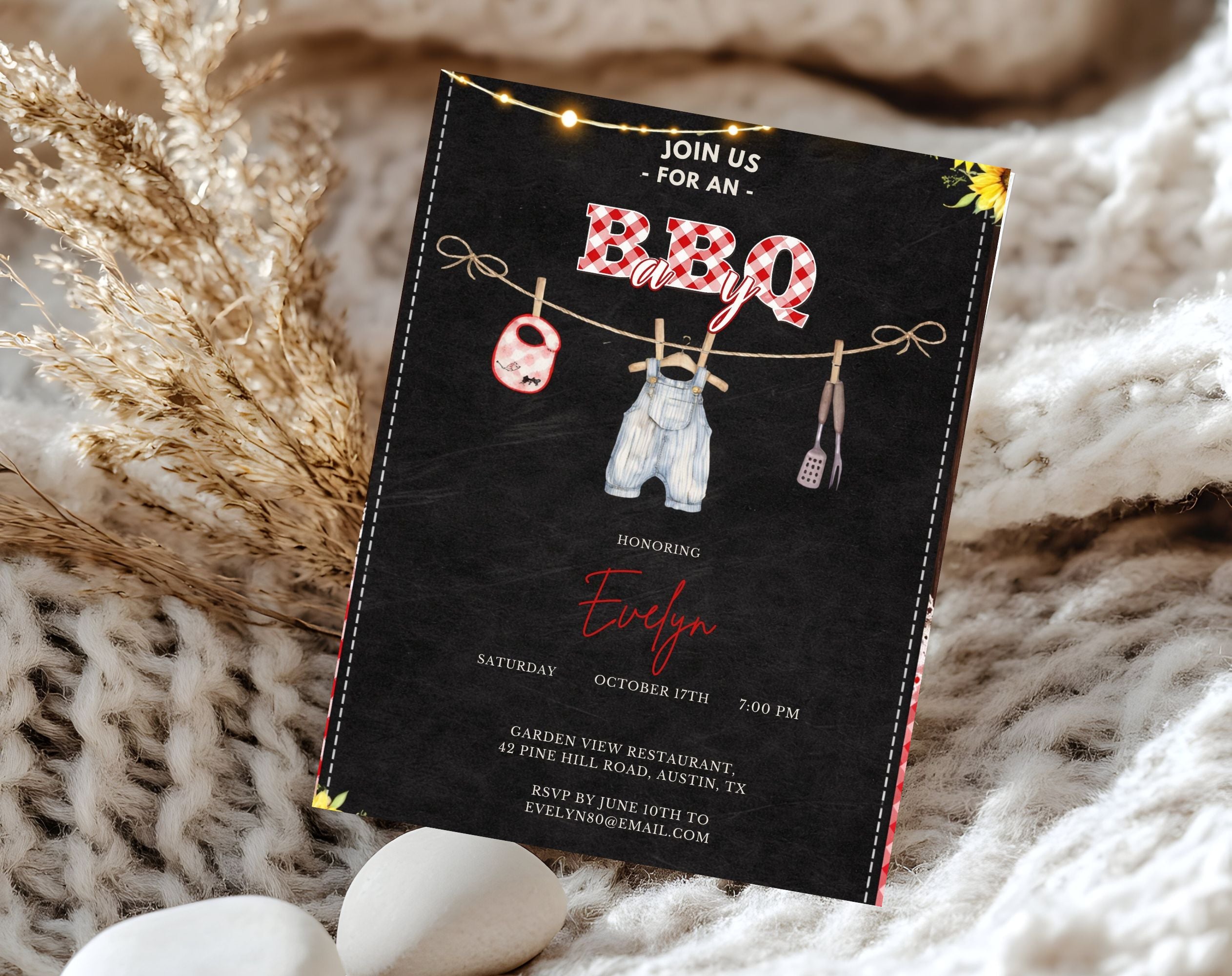 Black and Red BBQ Baby Shower Invitation