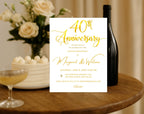 Golden 40th  Wedding Anniversary Invite White Gold