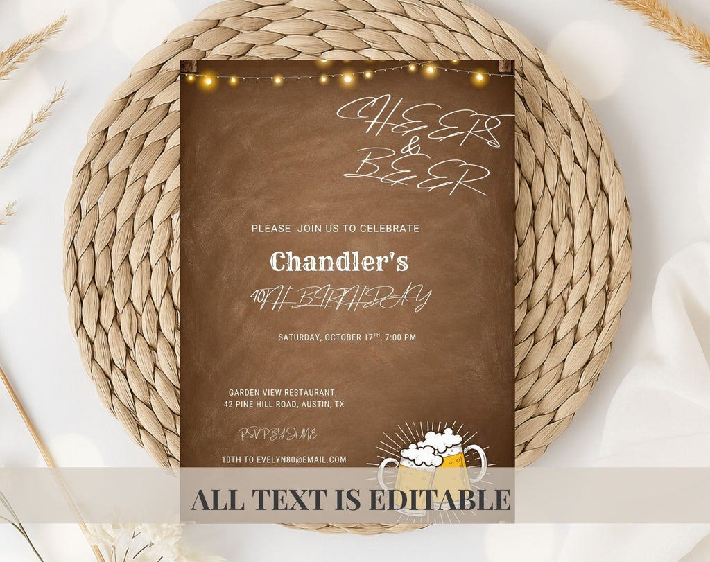 Cheers & Beers 40th Birthday Invitation