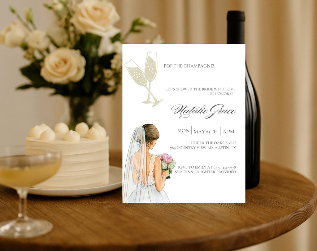 White Gold Bridal Shower Invitation