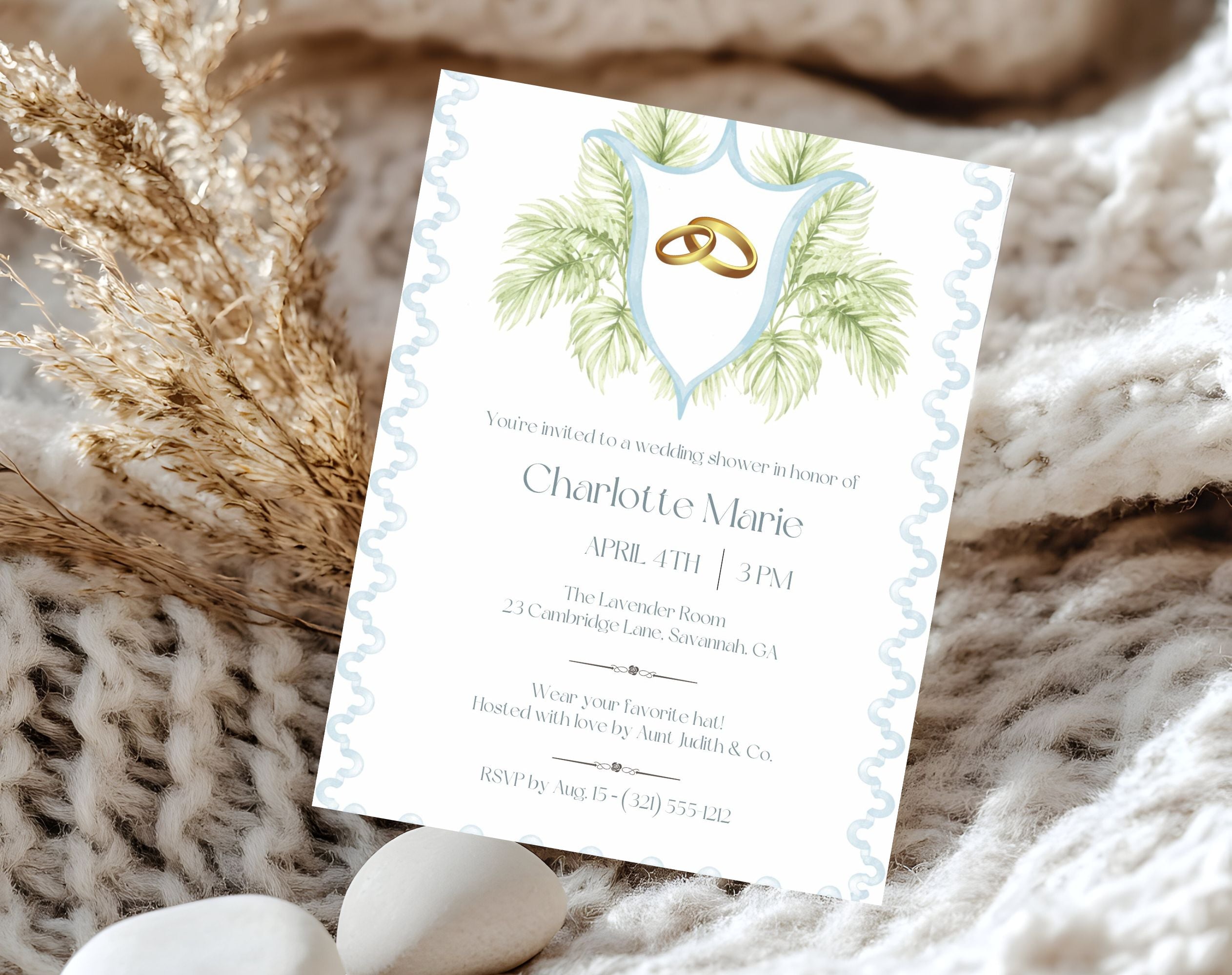 Tropical Blue and Green Bridal Shower Invitation