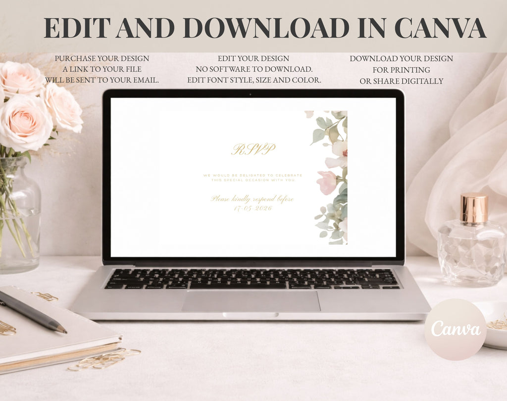 Elegant Floral 90th Birthday RSVP Card
