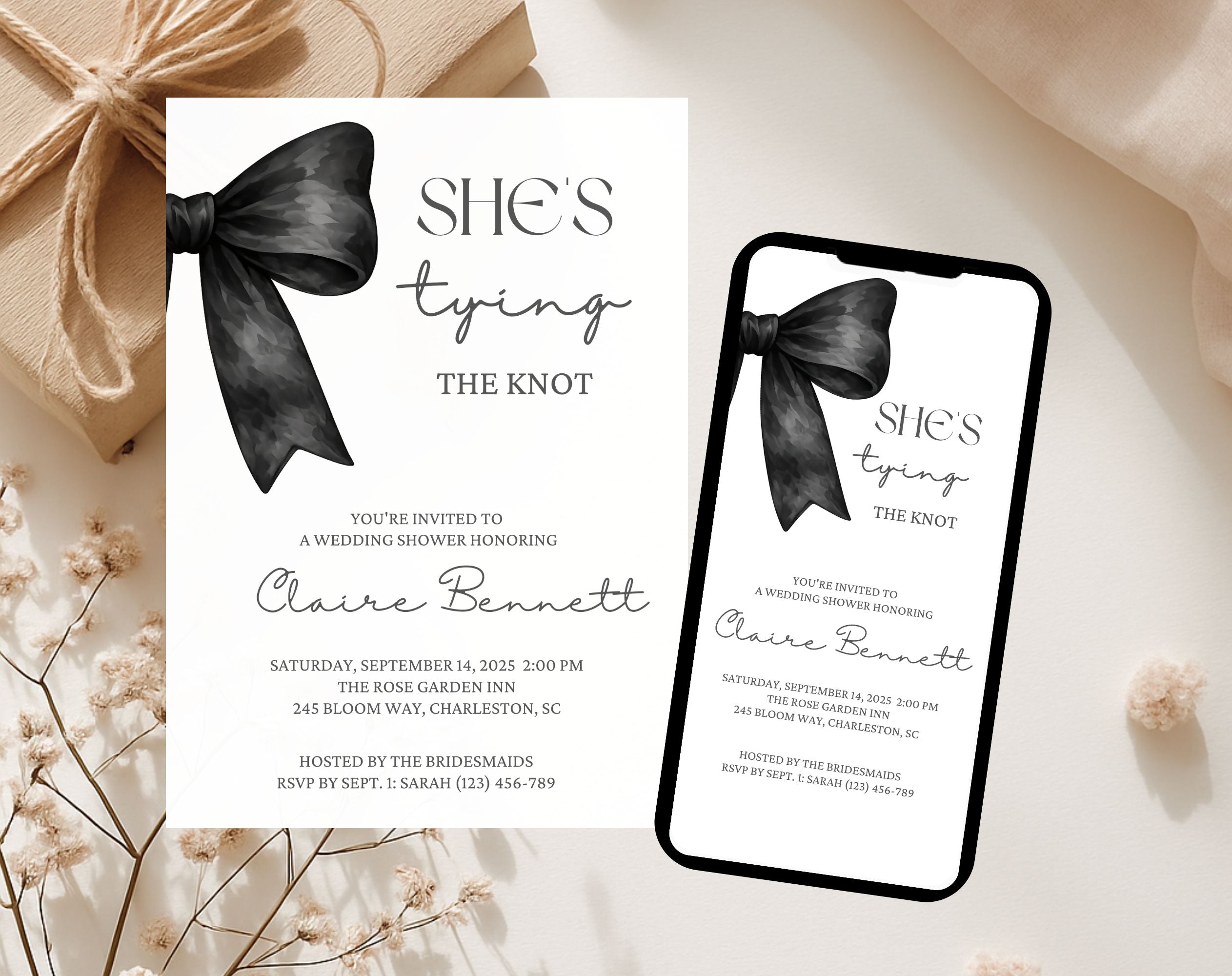She's Tying the Knot Baby Shower Invitation