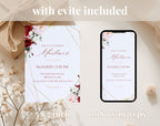 Burgundy Floral 75th Birthday Invitation