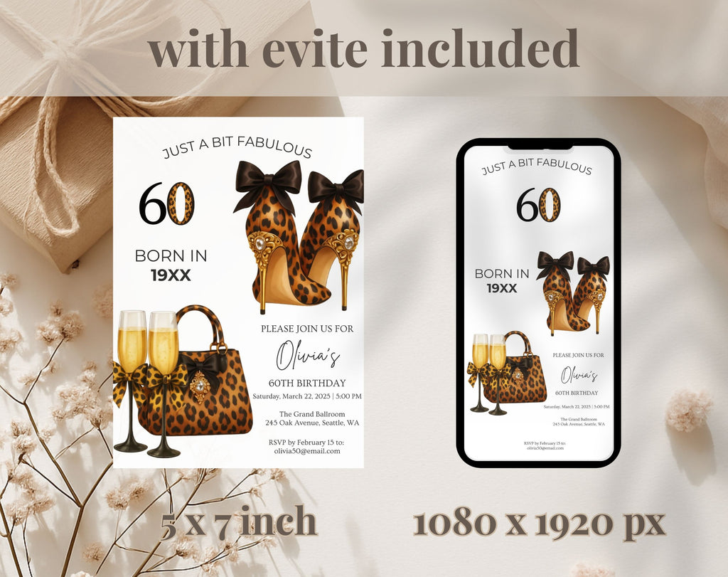 Leopard 60th Birthday Invitation