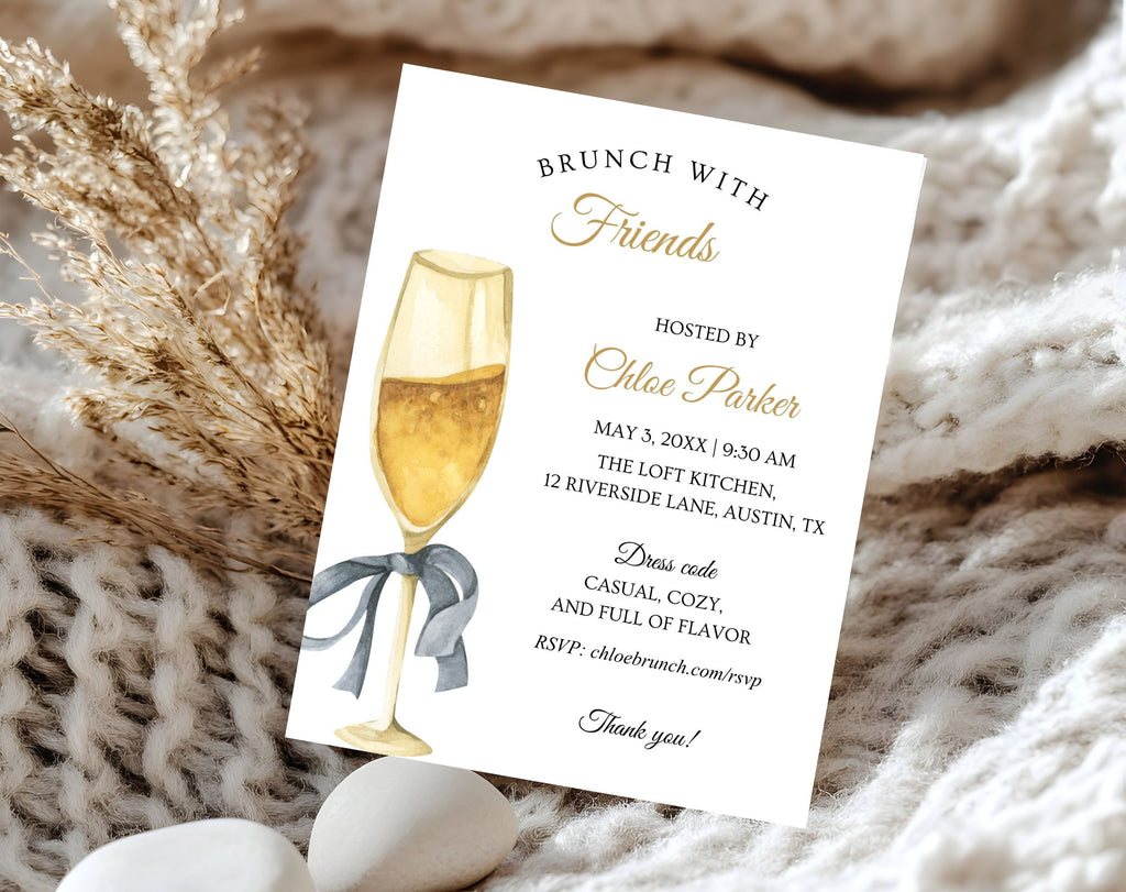 ElegantGold Birthday Brunch Invitation