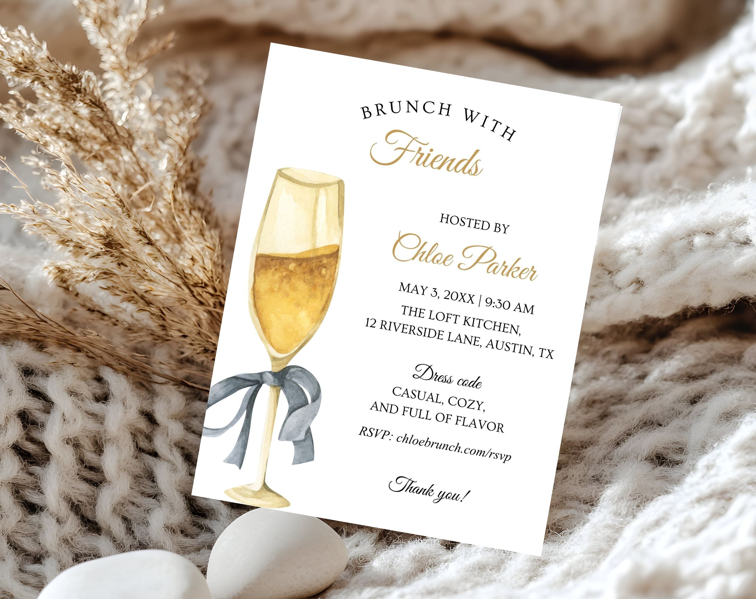 ElegantGold Birthday Brunch Invitation