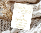White and Gold 20th Birthday Invitation