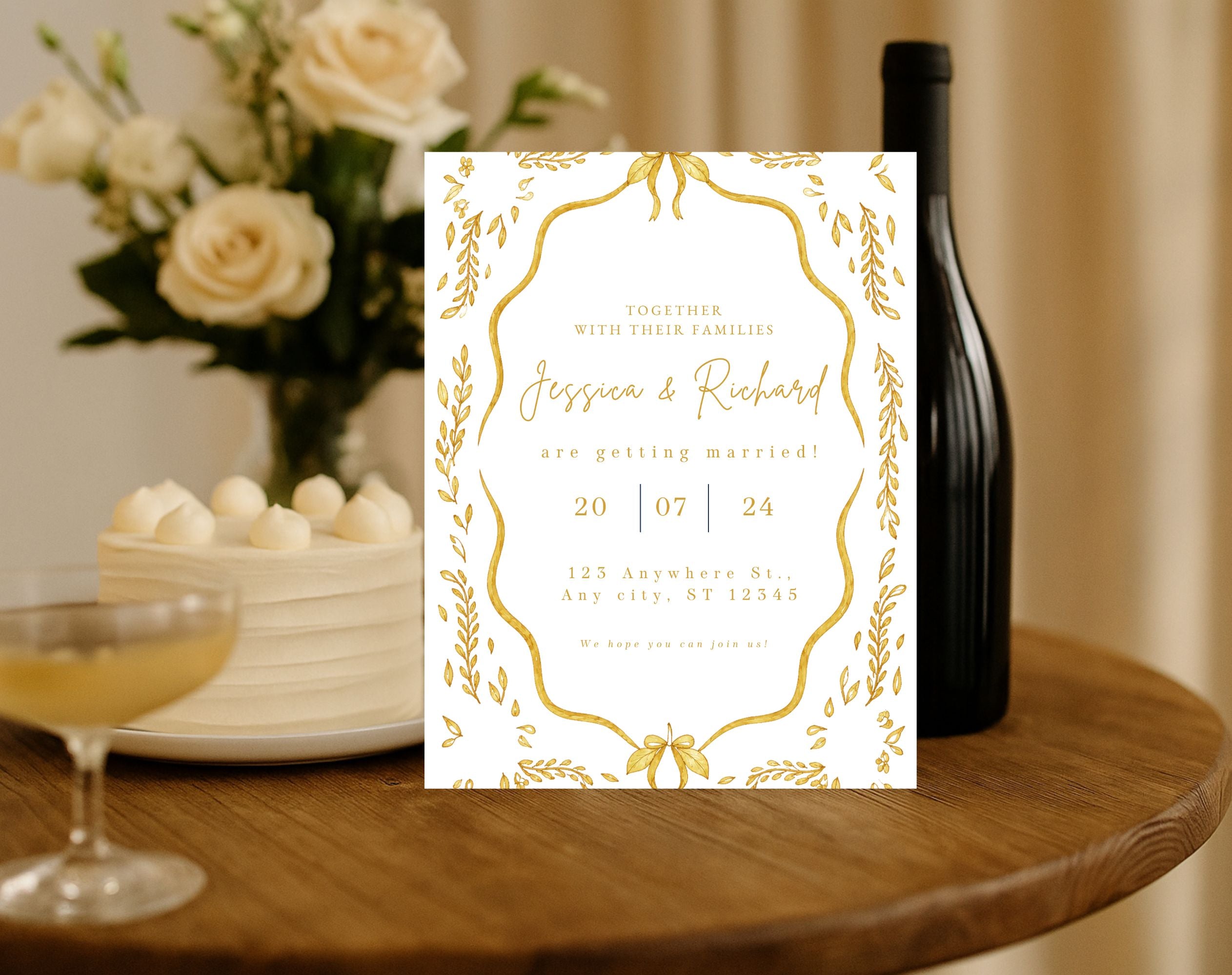 Elegant Gold Wedding Invitation