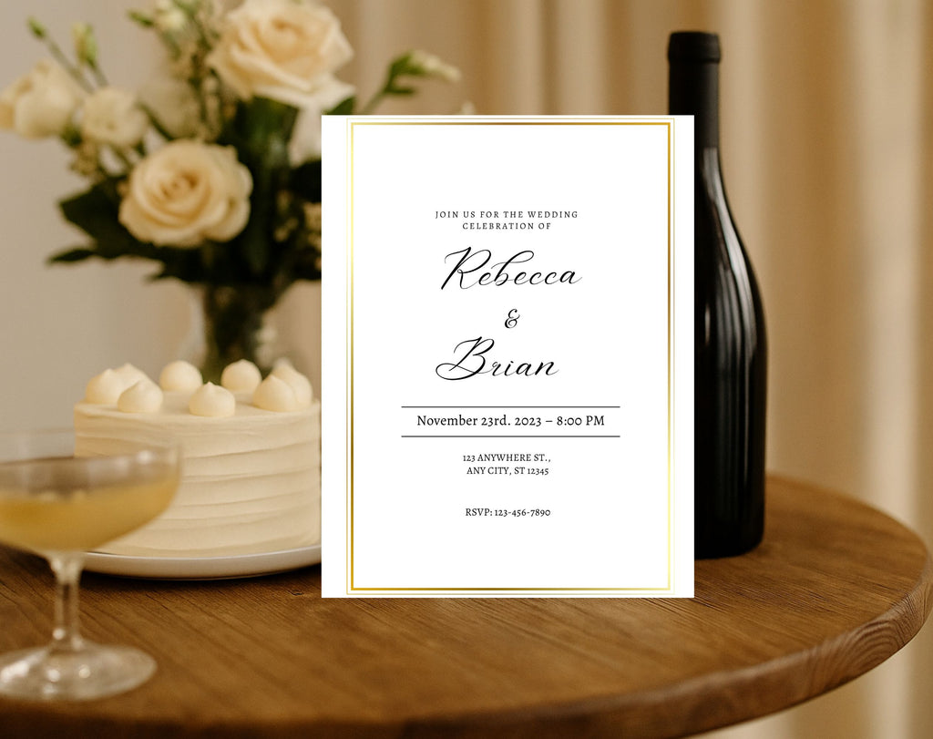 Minimalist Gold Wedding Invitation
