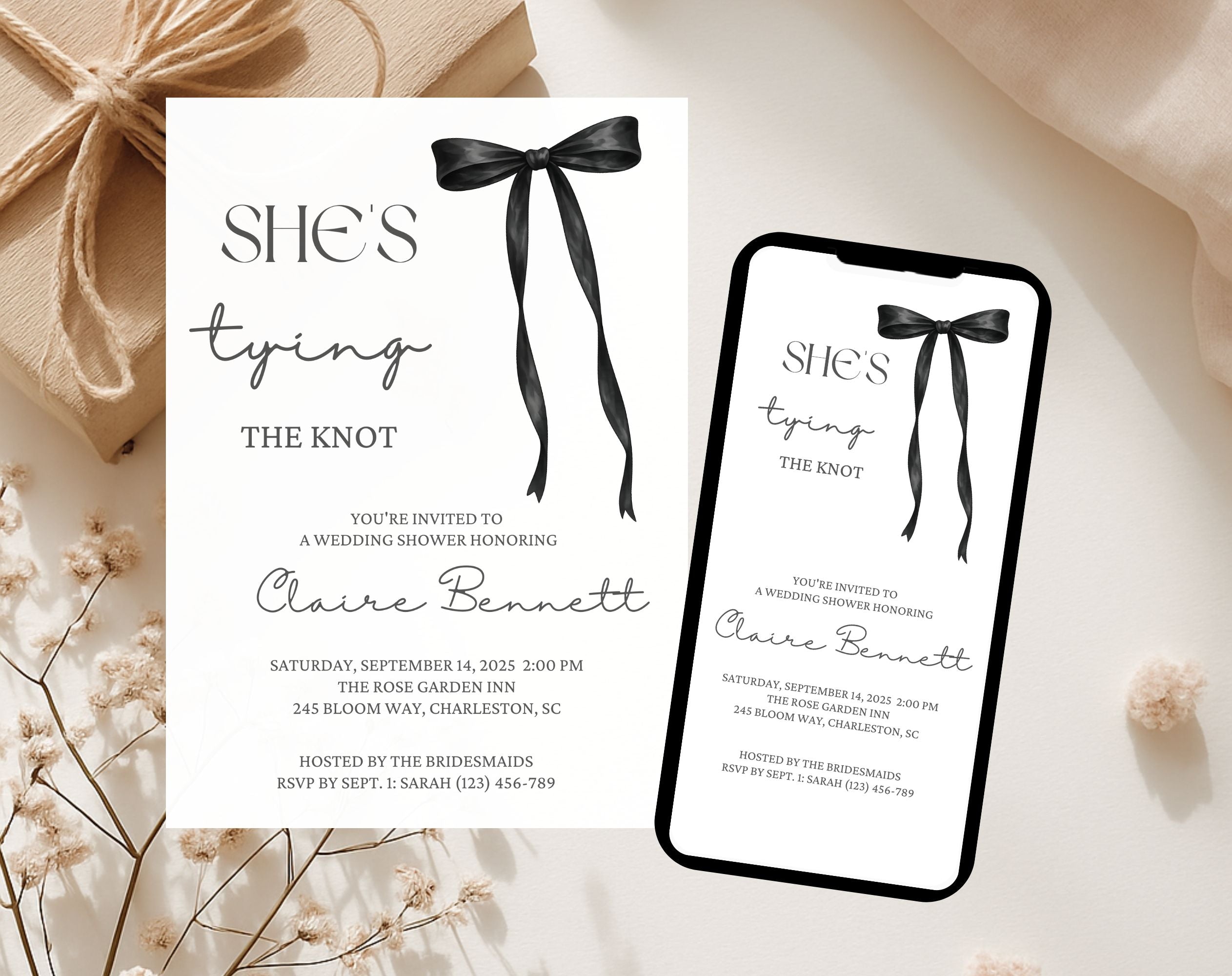 She's Tying the Knot Bridal Shower Invitation