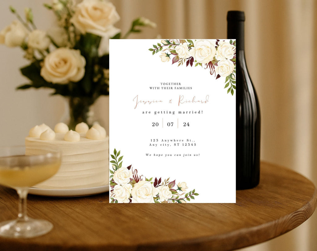 Ivory Rose Wedding Invitation