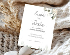 Minimal Save the Date Beige Green Wedding Invitation
