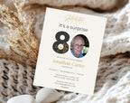 Beige 80th Birthday Invitation