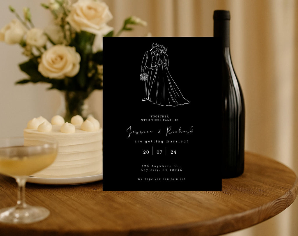 Elegant Black Wedding Invitation Template
